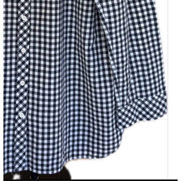 Talbots Black & White Gingham Button-Up Shirt Long Sleeve with Sleeve Tabs L - Picture 5 of 7